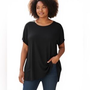 Pure J Jill rayon short sleeve Elegant Black Women's tunic Top in size xlg